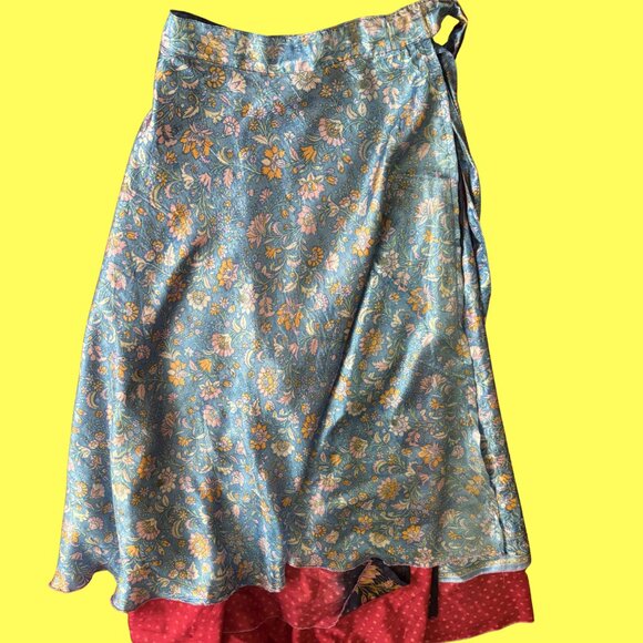 Two and Three-Layer Silk Sari Wrap Skirt | Multi-Style | Recycled Silk - Picture 10 of 11